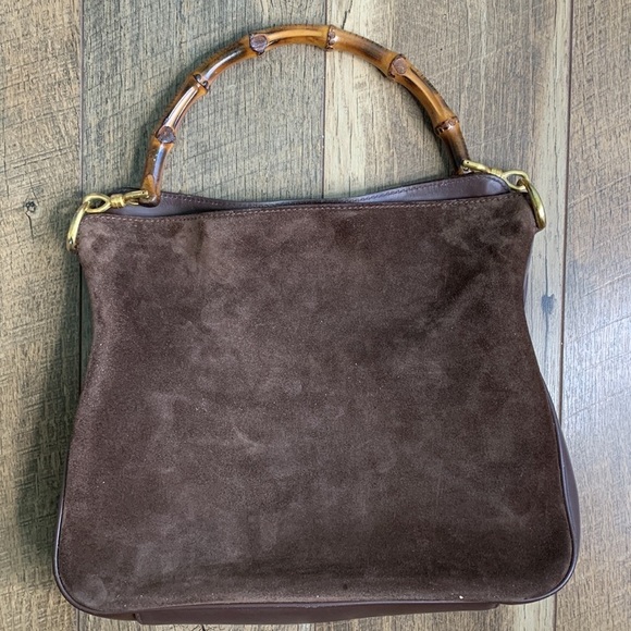 Gucci Suede Leather Vintage Brown Bamboo Arm Bag - Picture 4 of 11